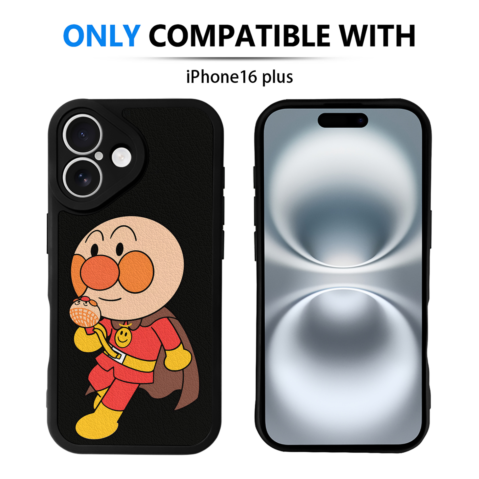 （画像用） アンパンマン Anpanman 【iPhone 16シリーズ対応】シリコンスマホケース（レザー調） 材質：シリコン